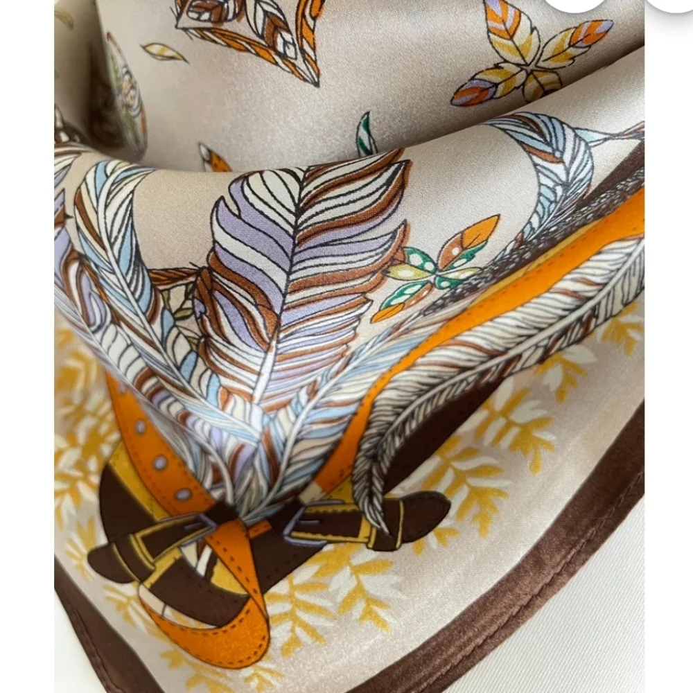 Elegant Silk Scarf with Gold Accents